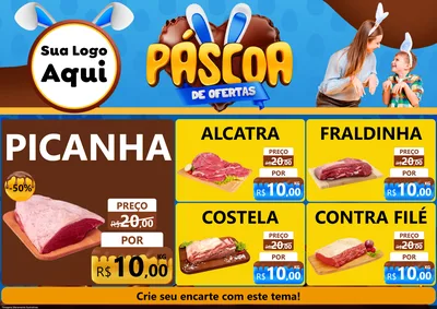 Modelo de Encarte para Encarte A4 Horizontal com o tema Páscoa de Ofertas para Açougue
