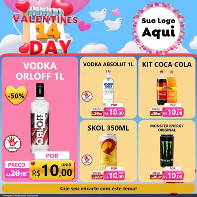 Modelo de Rede Social para Feed Facebook com o tema Valentine's Day para Distribuidora de bebidas