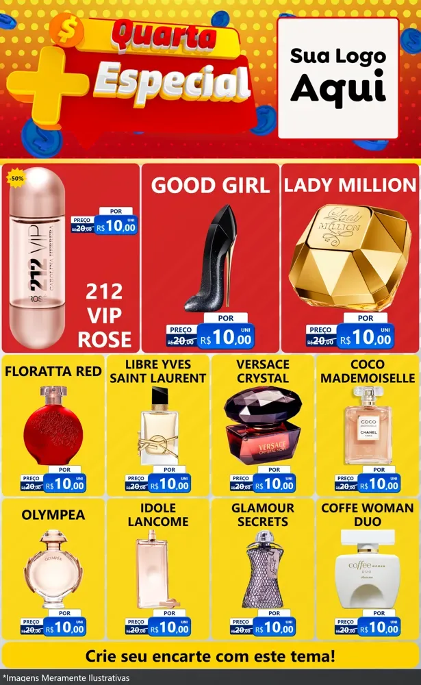 Modelo de Encarte para Encarte Grande com o tema Quarta Mais Especial para Perfumes