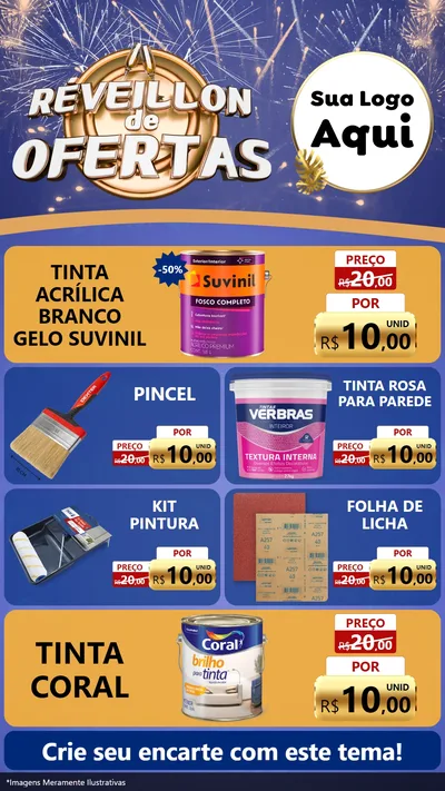 Modelo de TV para TV Vertical com o tema Réveillon de Ofertas para Tintas e Ferramentas