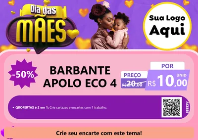 Modelo de Cartaz para Cartaz A4 Horizontal com o tema Dia das Mães para Armarinho e Aviamentos