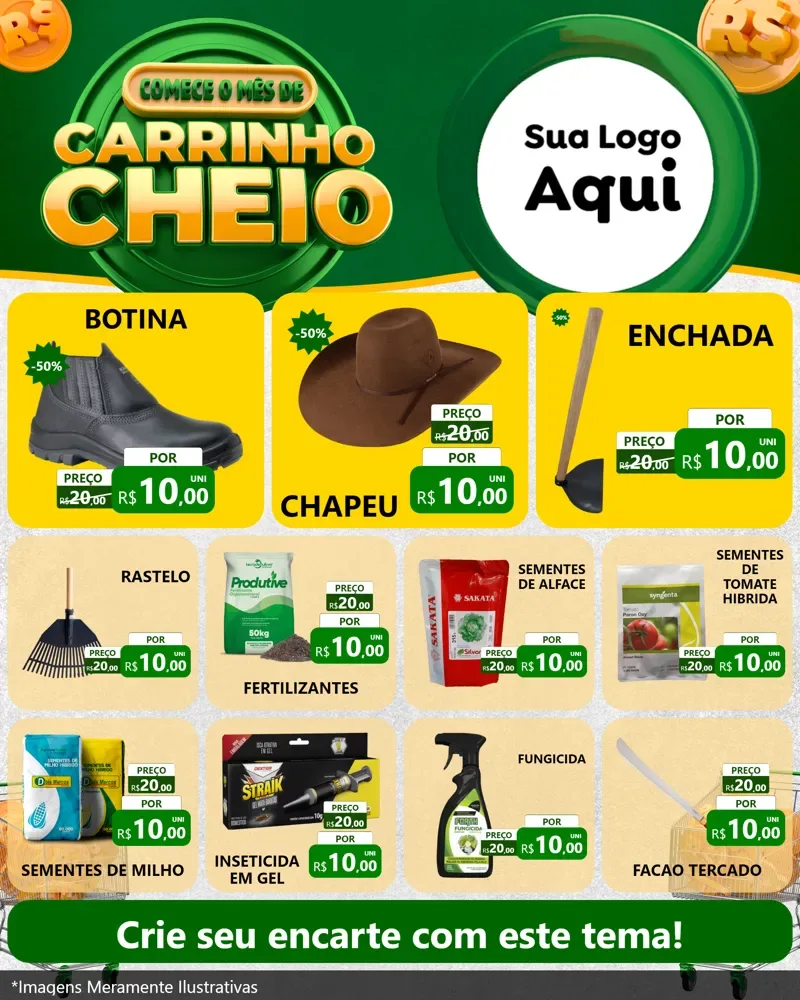 Modelo de Rede Social para Feed Instagram com o tema Carrinho Cheio para Agropecuária