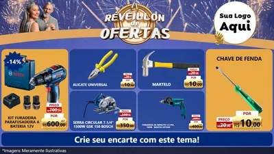 Modelo de TV para TV Horizontal com o tema Réveillon de Ofertas para Maquinas e Ferramentas