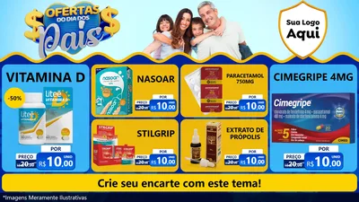 Modelo de TV para TV Horizontal com o tema Ofertas do Dia dos Pais para Farmácia