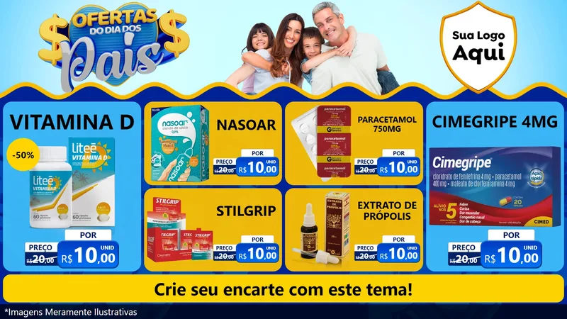 Modelo de TV para TV Horizontal com o tema Ofertas do Dia dos Pais para Farmácia
