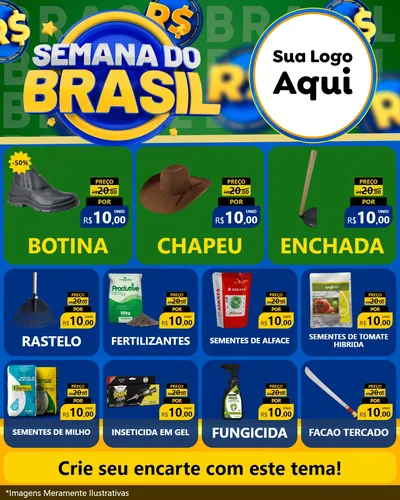 Modelo de Rede Social para Feed Instagram com o tema Semana Do Brasil para Agropecuária