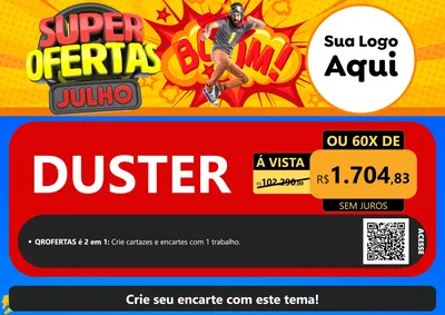 Modelo de Cartaz para Cartaz A4 Horizontal com o tema Super Ofertas Julho para Concessionaria de Carros