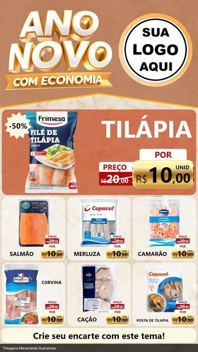 Modelo de Rede Social para Stories com o tema Ano Novo Com Economia para Peixaria