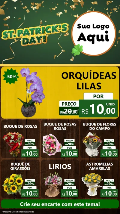 Modelo de Rede Social para Stories com o tema St Patriks Day para Floricultura e jardim