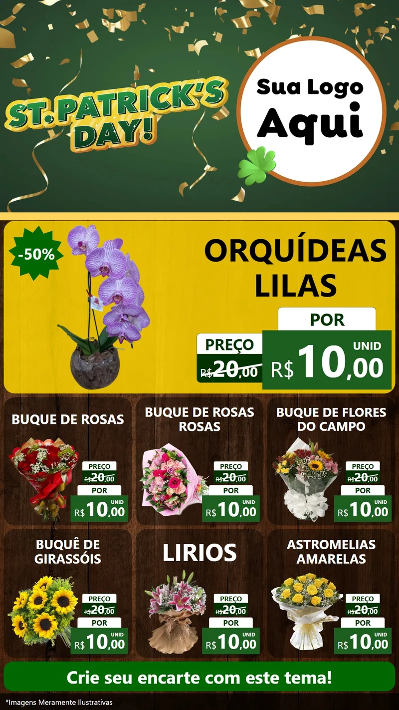 Modelo de Rede Social para Stories com o tema St Patriks Day para Floricultura e jardim