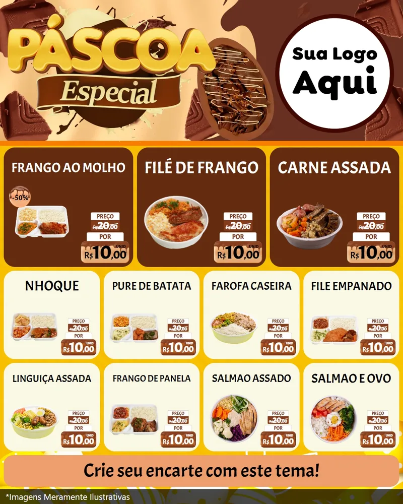 Modelo de Rede Social para Feed Instagram com o tema Páscoa Especial para Restaurante