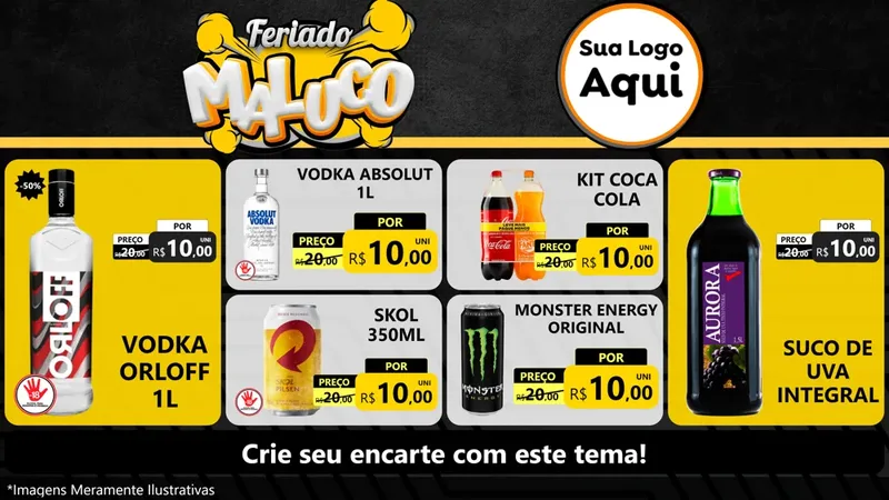 Modelo de TV para TV Horizontal com o tema Feriado Maluco para Distribuidora de bebidas