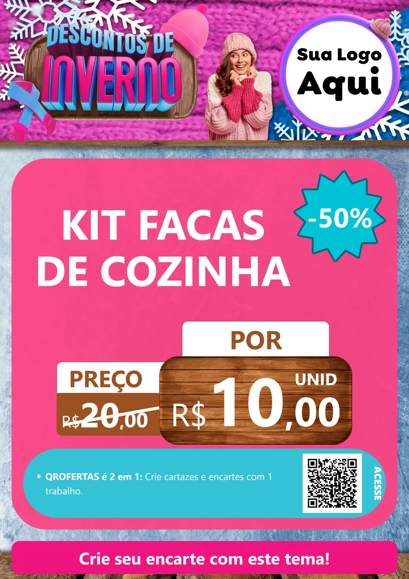 Modelo de Cartaz para Cartaz A4 Vertical com o tema Descontos de Inverno para Utilidades Domésticas
