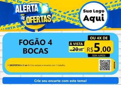 Modelo de Cartaz para Cartaz A4 Horizontal com o tema Alerta de Ofertas para Móveis e Eletro