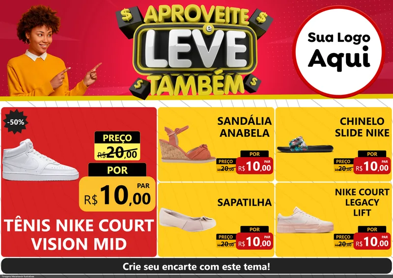 Modelo de Encarte para Encarte A4 Horizontal com o tema Aproveite e Leve Também para Calçados