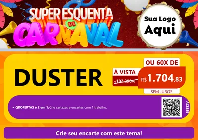 Modelo de Cartaz para Cartaz A4 Horizontal com o tema Super Esquenta de Carnaval para Concessionaria de Carros