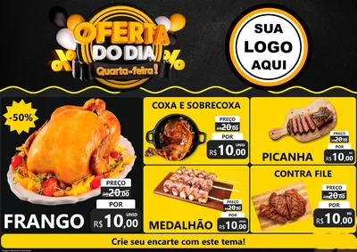 Modelo de Encarte para Encarte A4 Horizontal com o tema Oferta do Dia - Quarta Feira! para Assados