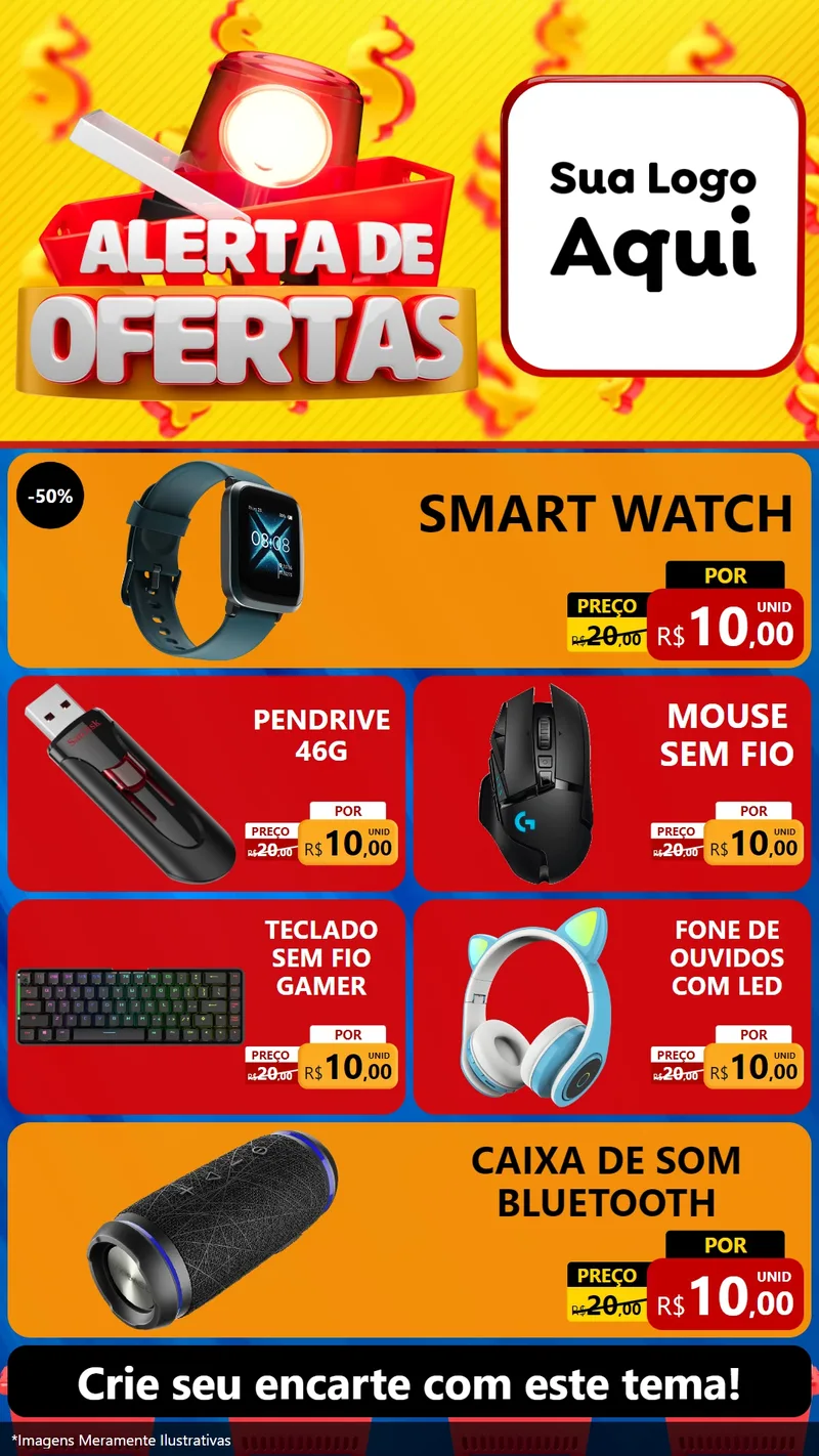 Modelo de TV para TV Vertical com o tema Alerta de Ofertas para Informática