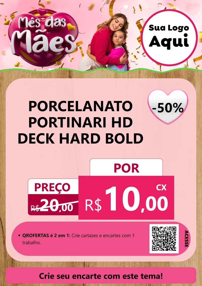 Modelo de Cartaz para Cartaz A4 Vertical com o tema Mês das Mães para Pisos e revestimentos