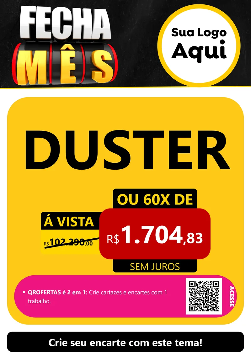 Modelo de Cartaz para Cartaz A4 Vertical com o tema Fecha Mês para Concessionaria de Carros