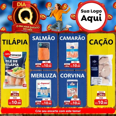 Modelo de Rede Social para Feed Facebook com o tema Dia Q - O Dia Mais Barato Do Mês para Peixaria