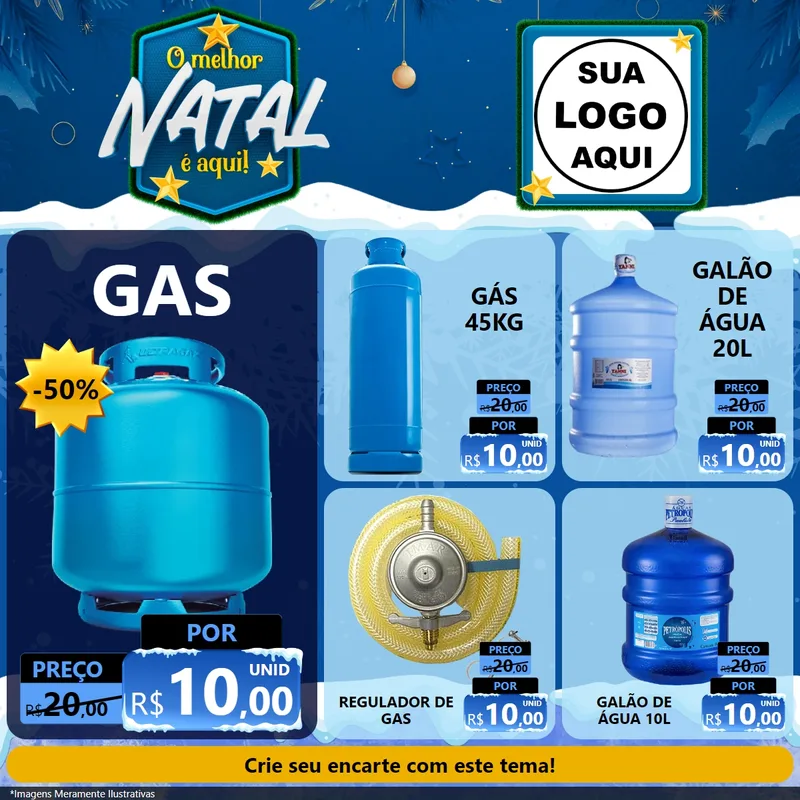 Modelo de Rede Social para Feed Facebook com o tema O Melhor Natal É Aqui! para Água e gás