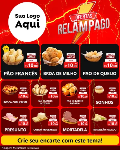 Modelo de Rede Social para Feed Instagram com o tema Ofertas Relâmpago para Padaria