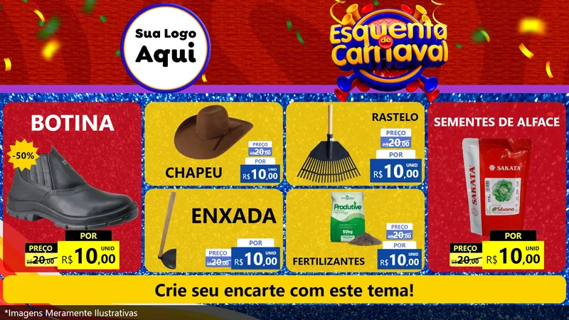 Modelo de TV para TV Horizontal com o tema Esquenta de Carnaval para Agropecuária