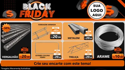 Modelo de TV para TV Horizontal com o tema Black Friday para Ferragens