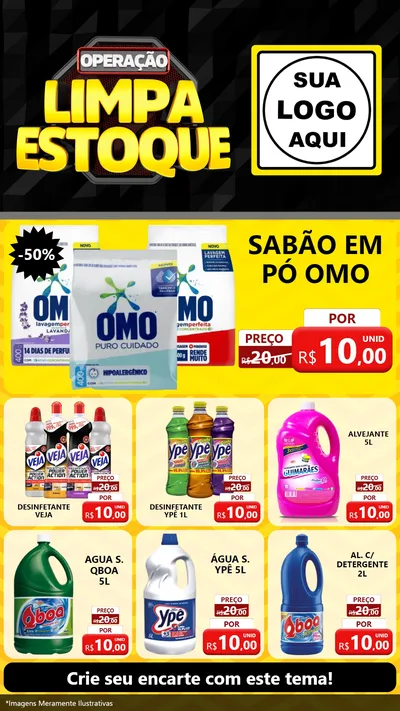 Modelo de Rede Social para Stories com o tema Operação Limpa Estoque para Produtos de Limpeza
