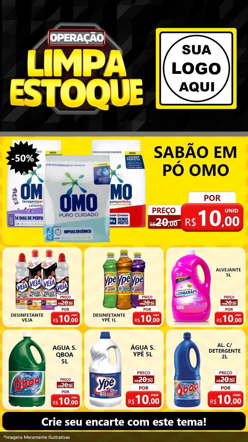 Modelo de Rede Social para Stories com o tema Operação Limpa Estoque para Produtos de Limpeza