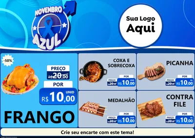 Modelo de Encarte para Encarte A4 Horizontal com o tema Novembro Azul para Assados