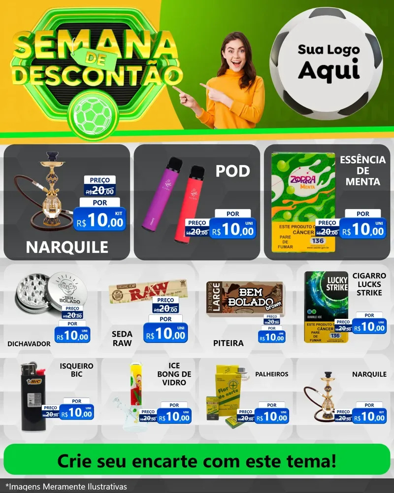 Modelo de Rede Social para Feed Instagram com o tema Semana de Descontão - Copa para Tabacaria