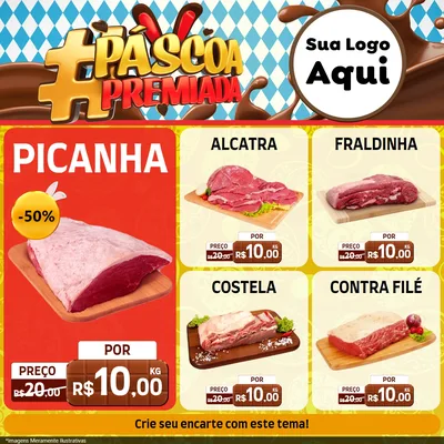 Modelo de Rede Social para Feed Facebook com o tema Páscoa Premiada para Açougue