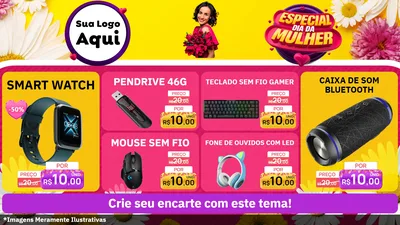 Modelo de TV para TV Horizontal com o tema Especial Dia da Mulher para Informática