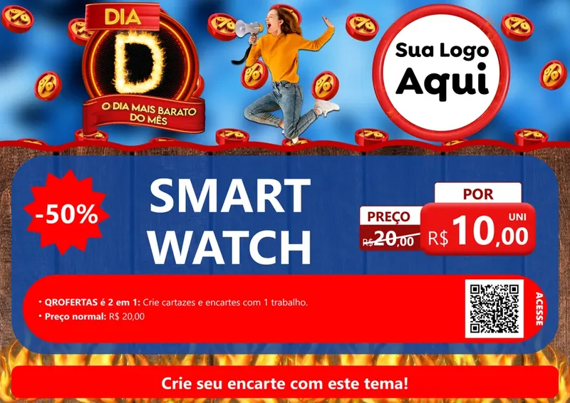 Modelo de Cartaz para Cartaz A4 Horizontal com o tema Dia D - O Dia Mais Barato Do Mês para Informática