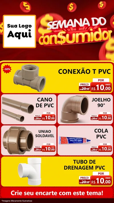 Modelo de TV para TV Vertical com o tema Semana do Consumidor para Tubos e conexões