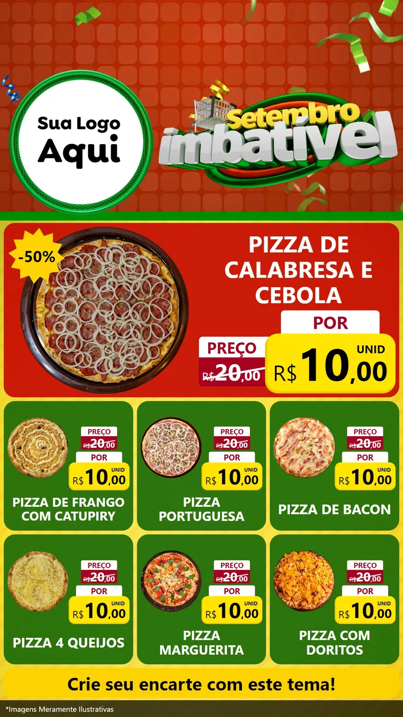 Modelo de Rede Social para Stories com o tema Setembro Imbatível para Pizzaria