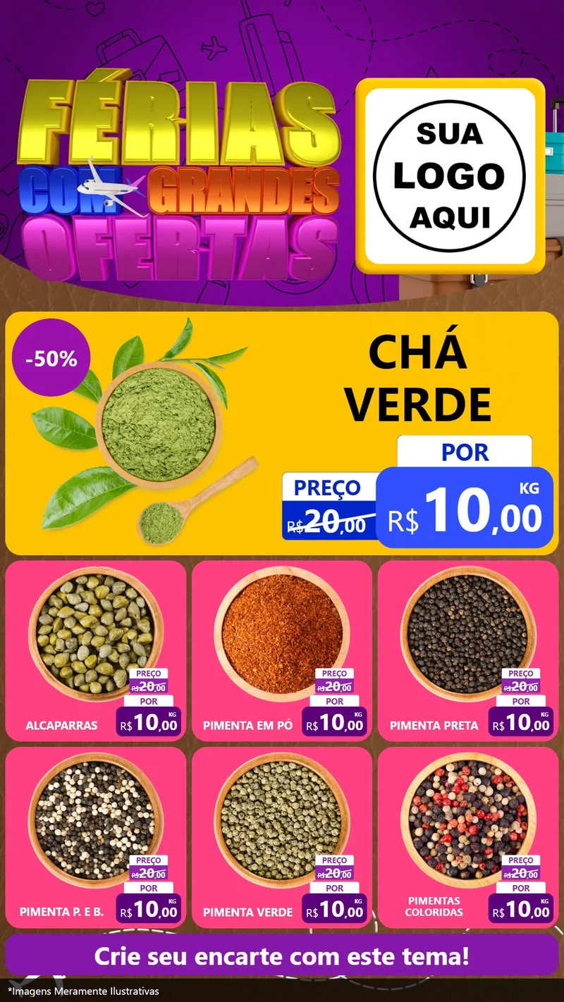 Modelo de Rede Social para Stories com o tema Férias com Grandes Ofertas para Produtos Naturais