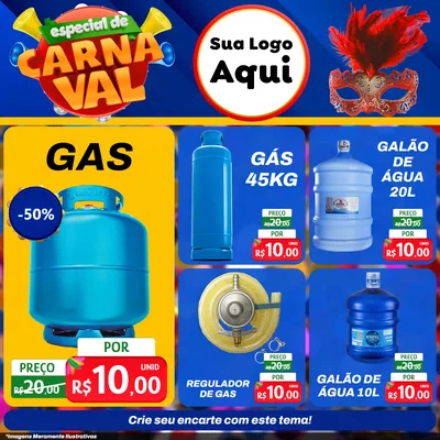 Modelo de Rede Social para Feed Facebook com o tema Especial de Carnaval para Água e gás