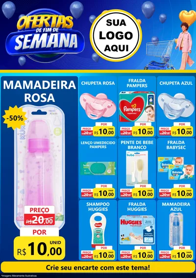 Modelo de Encarte para Encarte A4 Vertical com o tema Ofertas de Fim de Semana para Bebês
