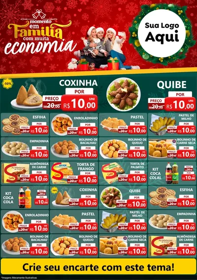 Modelo de Encarte para Encarte A4 Vertical com o tema Momento em Família (Natal) para Salgadaria