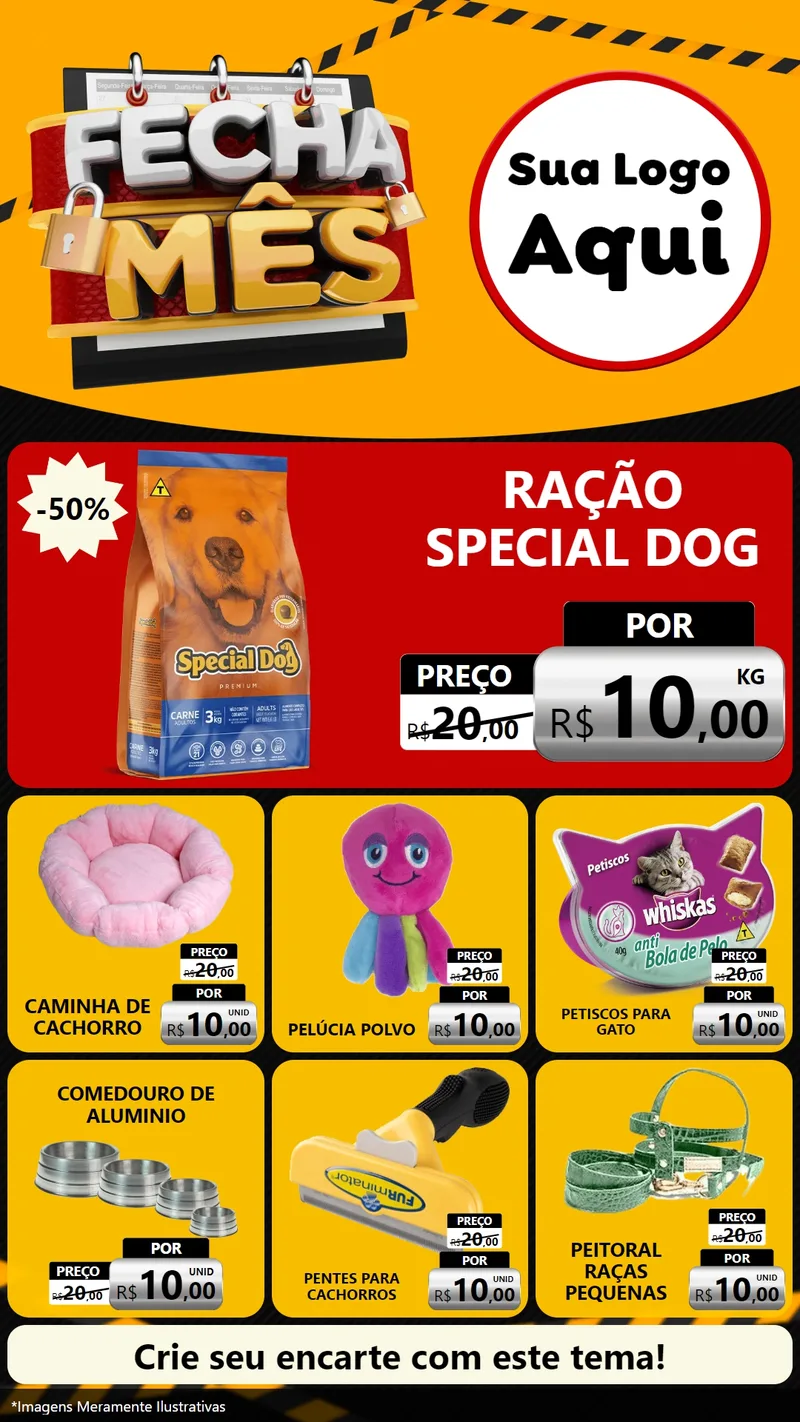 Modelo de Rede Social para Stories com o tema Fecha Mês para Pet Shop