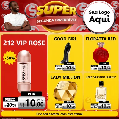 Modelo de Rede Social para Feed Facebook com o tema Super Segunda Imperdível para Perfumes