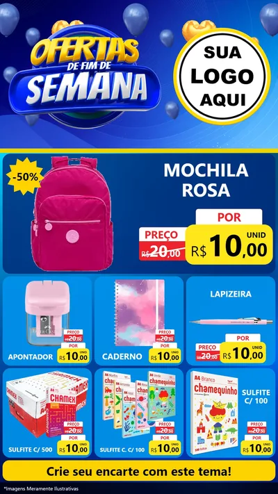 Modelo de Rede Social para Stories com o tema Ofertas de Fim de Semana para Papelaria