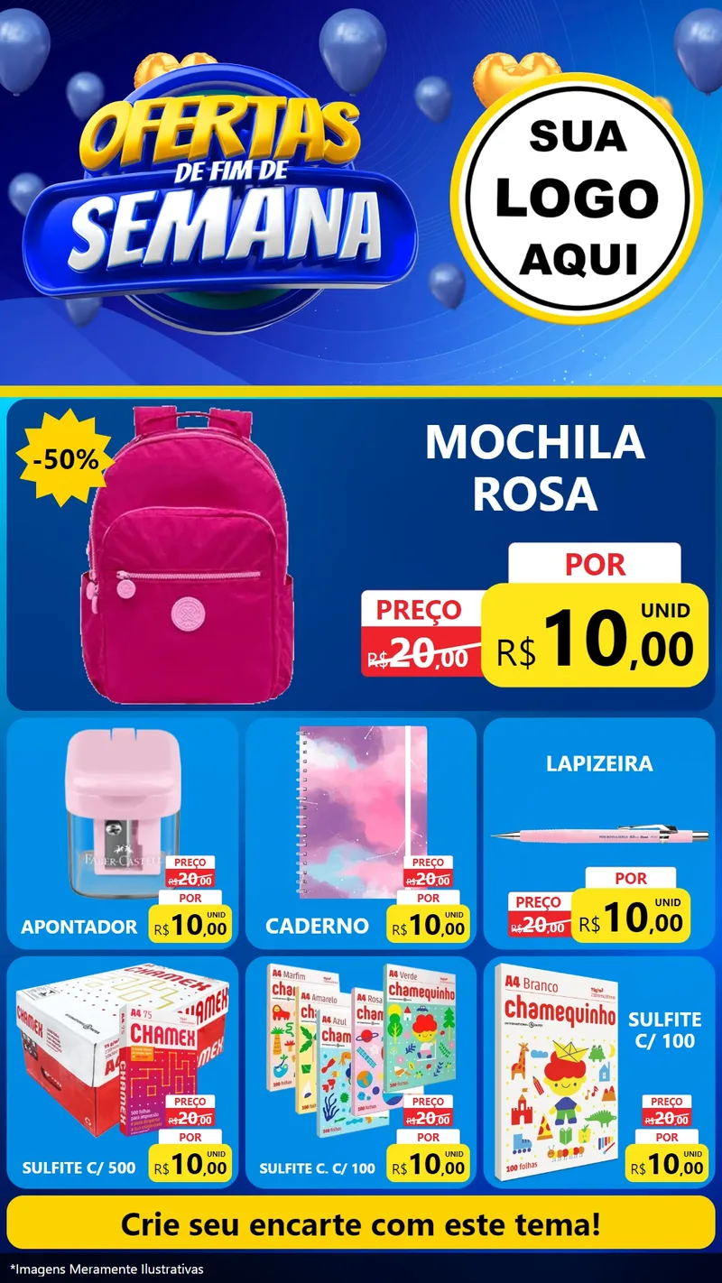 Modelo de Rede Social para Stories com o tema Ofertas de Fim de Semana para Papelaria