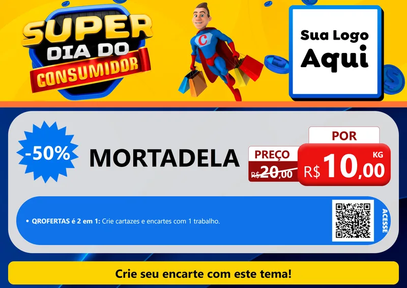 Modelo de Cartaz para Cartaz A4 Horizontal com o tema Super Dia do Consumidor para Frios e Laticínios