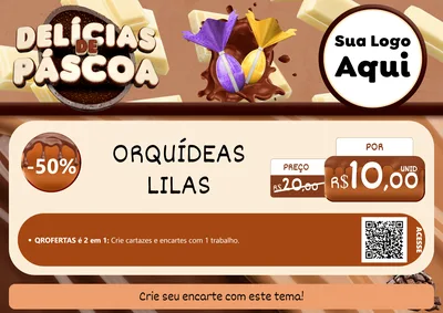 Modelo de Cartaz para Cartaz A4 Horizontal com o tema Delícias de Páscoa para Floricultura e jardim