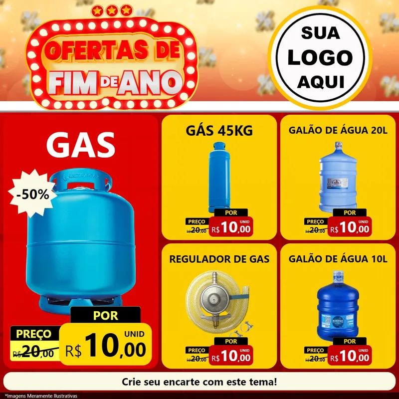 Modelo de Rede Social para Feed Facebook com o tema Ofertas de Fim de Ano para Água e gás