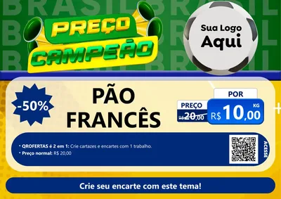Modelo de Cartaz para Cartaz A4 Horizontal com o tema Preço Campeão - Copa para Padaria